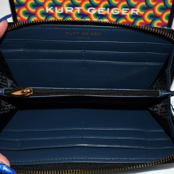 Kurt Geiger London Kensington Woven Denim Zip Around Wallet in Blue #4199388669 - Picture 3 of 5